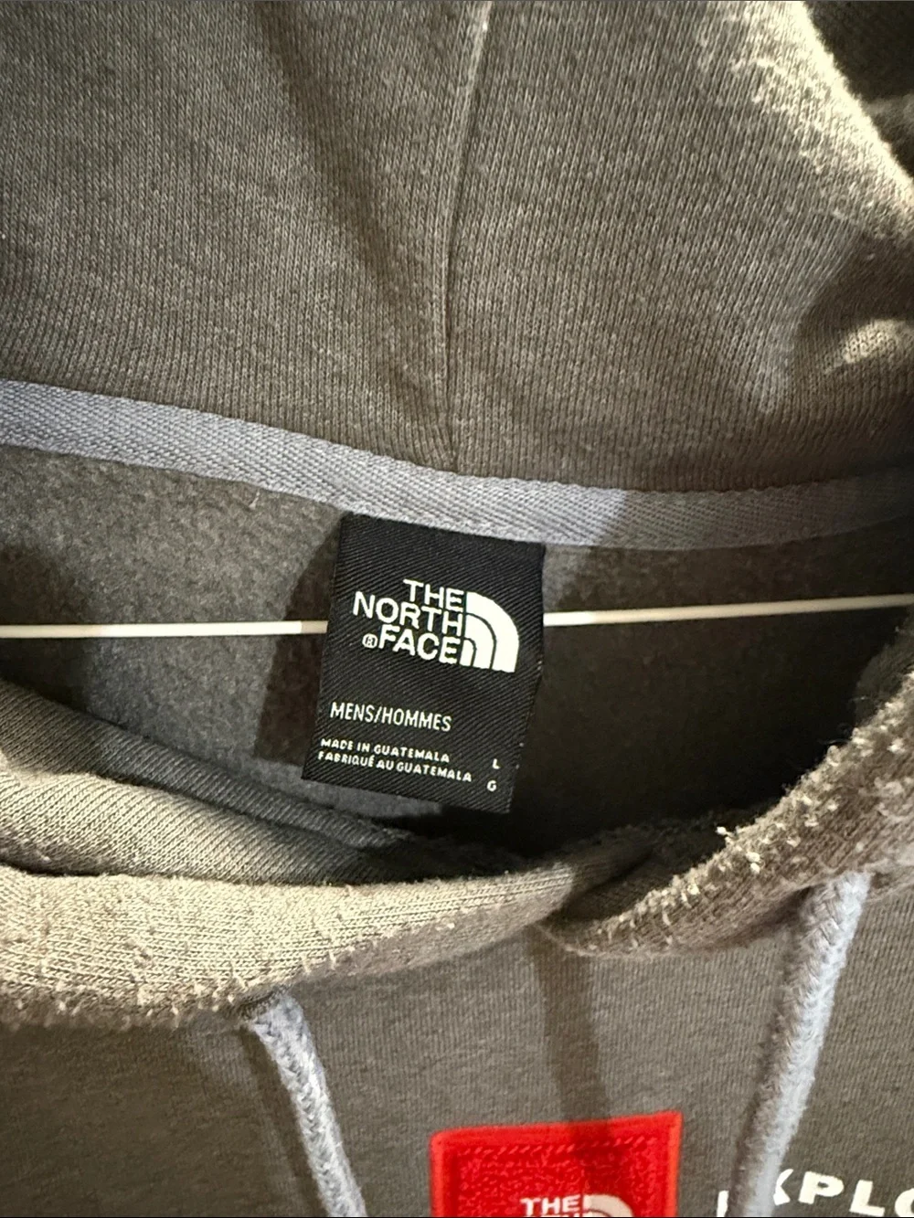 The North Face Men’s Gray Crewneck Hoodie with Red Logo